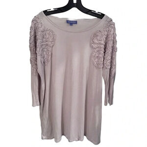 Vivienne Vivienne Tam Women’s Light Taupe Top With Embellished Shoulders Sz M